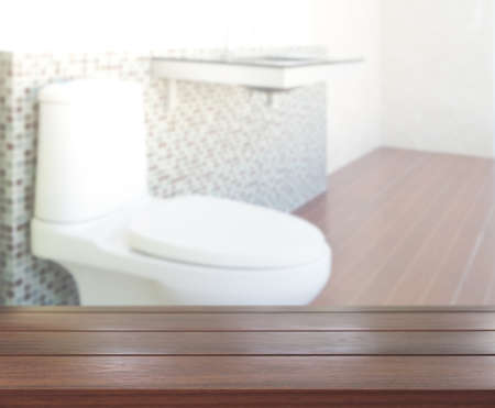 Table Top And Blur Bathroom of the Backgroundの写真素材