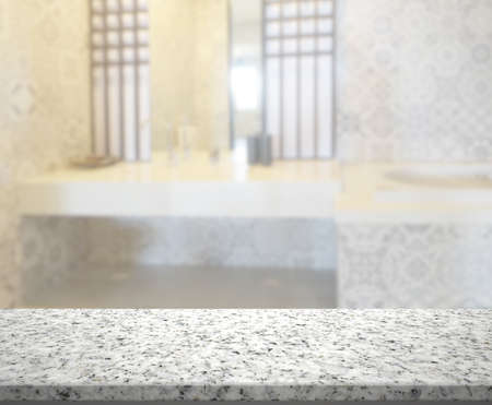 Table Top And Blur Bathroom of the Background