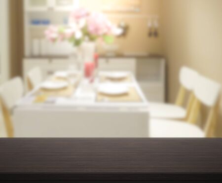 Table Top And Blur Dining Room Of The  Backgroundの写真素材