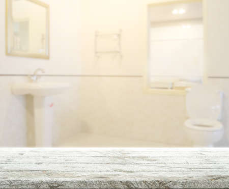 Table Top And Blur Bathroom of the Backgroundの写真素材