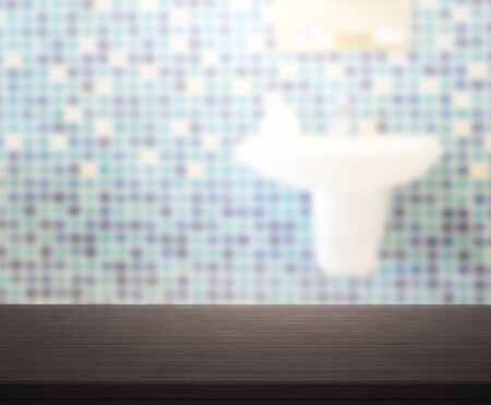 Table Top And Blur Bathroom Of The Backgroundの写真素材