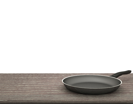 Empty Pan On The Table  On Isolated White Of Backgroundの写真素材