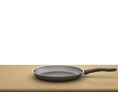 Empty Pan On The Table  On Isolated White Of Backgroundの写真素材
