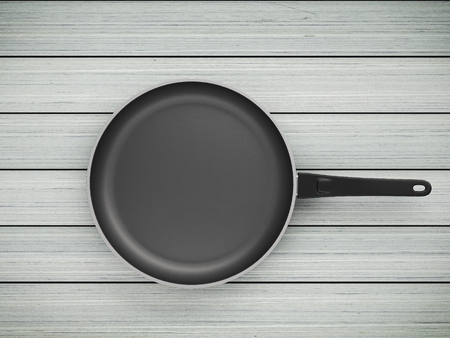Top View Empty Pan On The Table Backgroundの写真素材