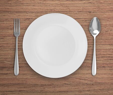 Top View Empty Dish On The Table Backgroundの写真素材