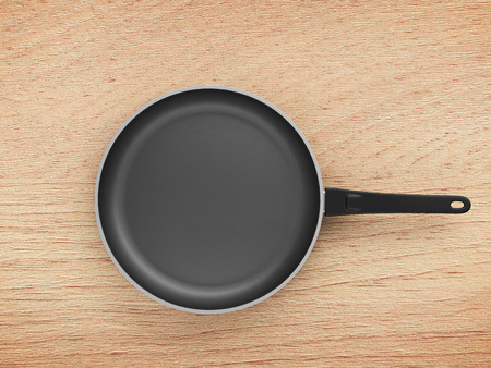 Top View Empty Pan On The Table Backgroundの写真素材