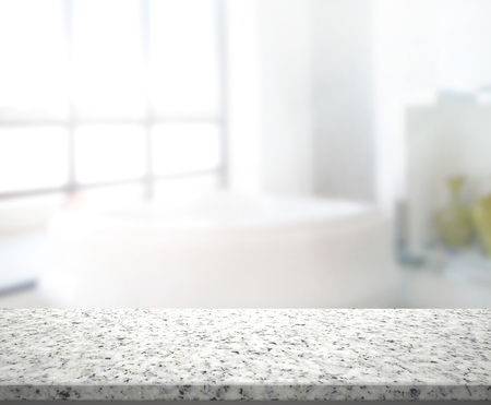 Table Top And Blur Bathroom Of The Backgroundの写真素材