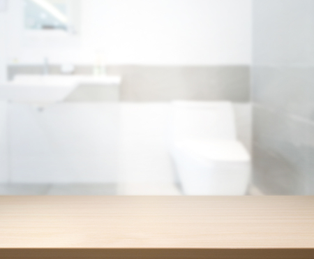 Table Top And Blur Bathroom Of The Backgroundの写真素材