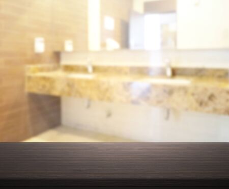 Table Top And Blur Bathroom Of The Backgroundの写真素材