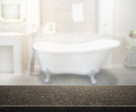 Table Top And Blur Bathroom Of The Backgroundの写真素材