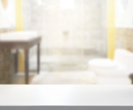 Table Top And Blur Bathroom Of The Backgroundの写真素材