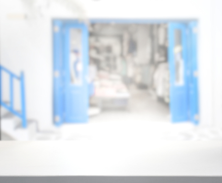 Table Top And Blur Building Of The Backgroundの写真素材