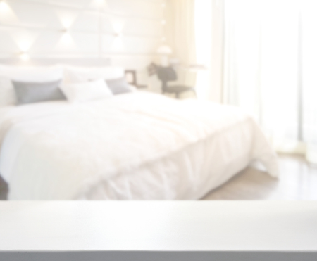 Table Top And Blur Background In The Bedroomの写真素材