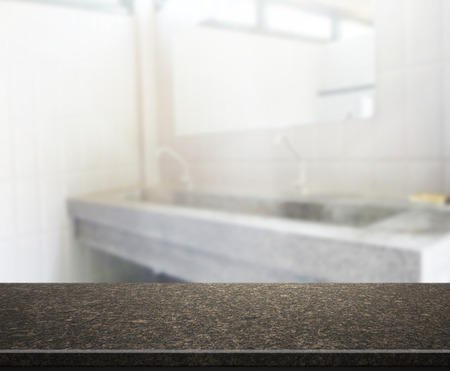 Table Top And Blur Bathroom Of The Backgroundの写真素材