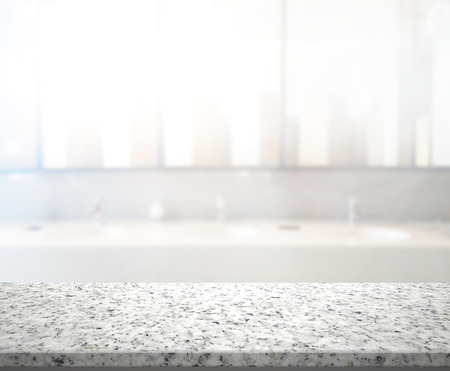 Table Top And Blur Bathroom Of The Backgroundの写真素材
