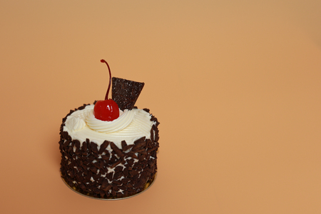 Birthday Cake On Color For The Backgroundの写真素材
