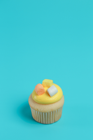 Birthday Cake On Color For Backgroundの写真素材