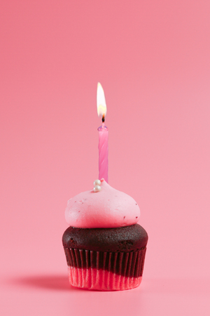 Birthday Cake On Color For Backgroundの写真素材