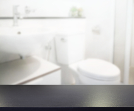 Table Top And Blur Bathroom Of The Backgroundの写真素材