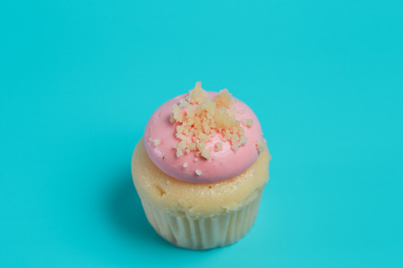 Birthday Cake On Color For Backgroundの写真素材