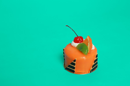 Birthday Cake On Color For The Backgroundの写真素材