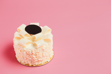 Birthday Cake On Color For Backgroundの写真素材