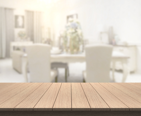 Table Top And Blur Dining Room Of The Backgroundの写真素材