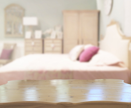Table Top And Blur Background In The Bedroomの写真素材