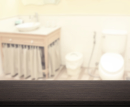 Table Top And Blur Bathroom Of The Backgroundの写真素材