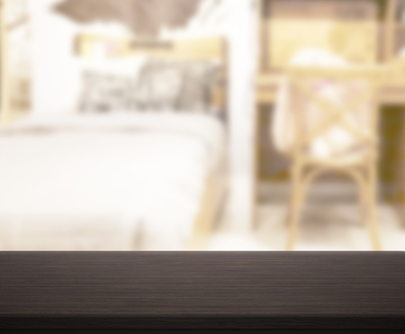 Table Top And Blur Background In The Bedroomの写真素材
