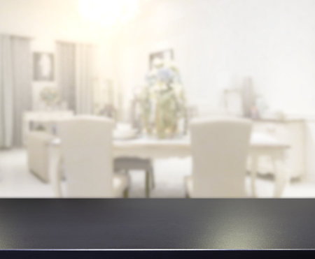 Table Top And Blur Dining Room Of The Backgroundの写真素材