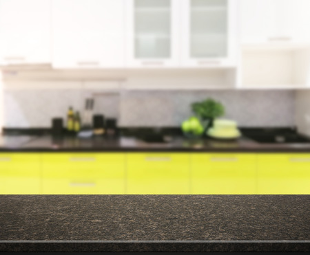 Table Top And Blur Kitchen Room Of The Backgroundの写真素材