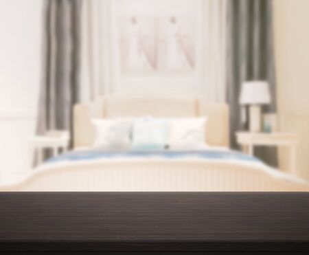 Table Top And Blur Background In The Bedroomの写真素材