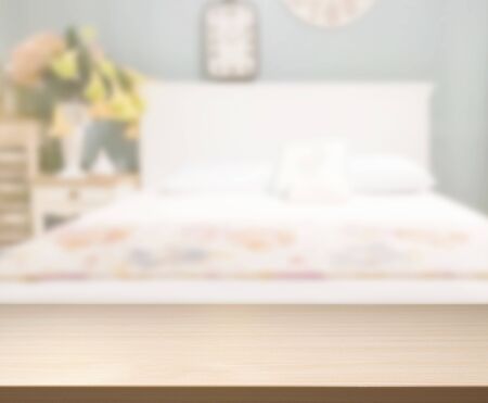 Table Top And Blur Background In Bedroomの写真素材