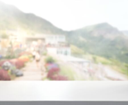 Table Top And Blur Building Of The Backgroundの写真素材