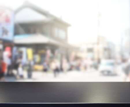 Table Top And Blur Building Of The Backgroundの写真素材