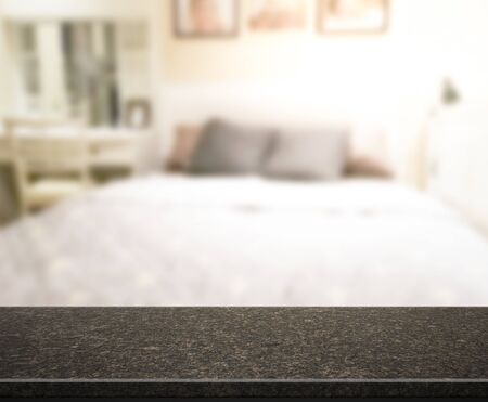 Table Top And Blur Background In The Bedroomの写真素材
