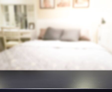 Table Top And Blur Background In The Bedroomの写真素材