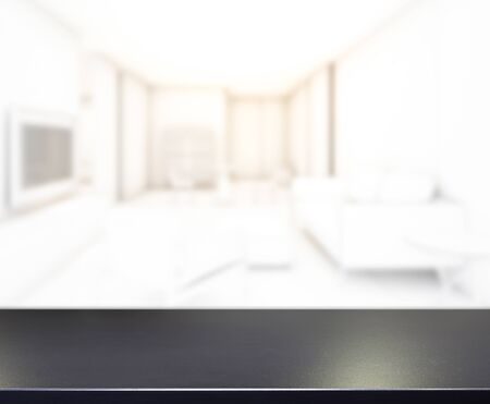 Table Top And Blur Living Room Of The Backgroundの写真素材