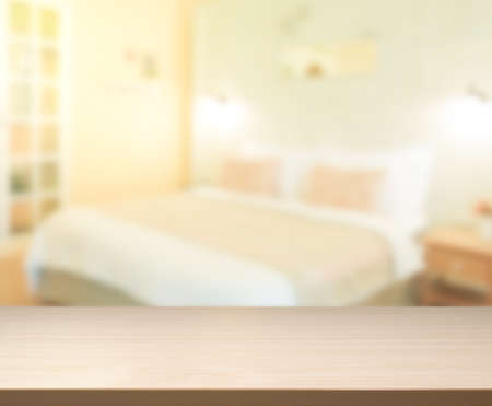 Table Top And Blur Background In The Bedroom
