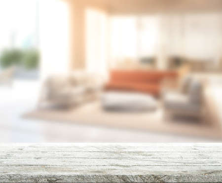Table Top And Blur Living Room Of The Backgroundの写真素材