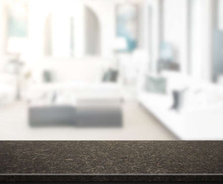 Table Top And Blur Living Room Of The Background