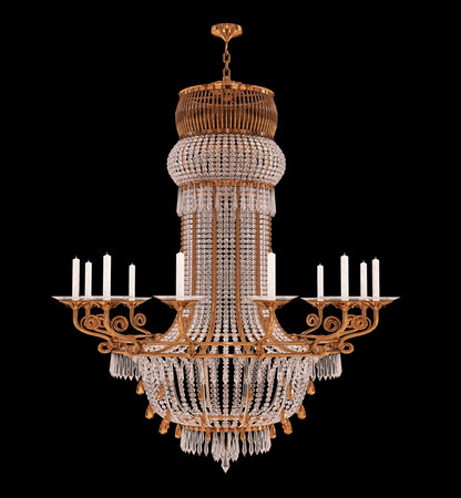 3d Render Retro chandelier  isolated on black backgroundの写真素材