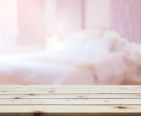 Table Top And Blur Background In The Bedroomの写真素材