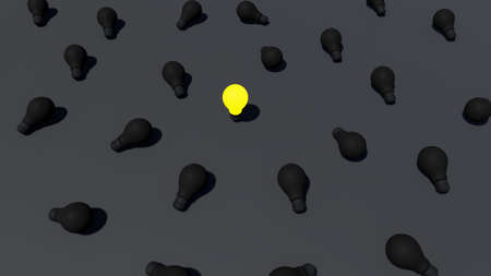 3d rendering, Concept of bright idea with light bulb