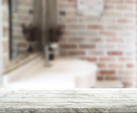 Table Top And Blur Bathroom Of Backgroundの写真素材
