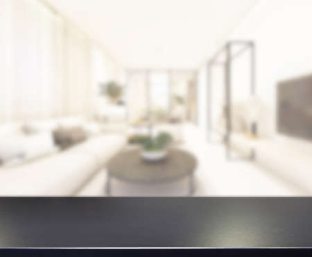 Table Top And Blur Living Room Of  Background