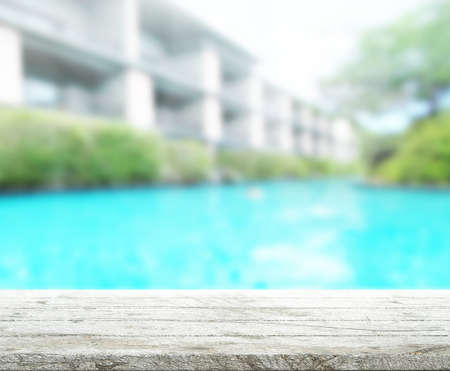 Table Top And Blur Swimming Pool Of Backgroundの写真素材