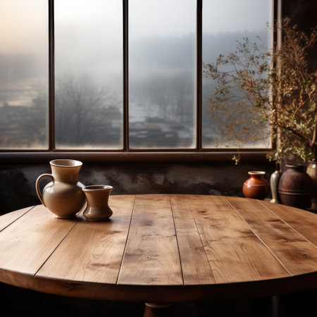 Elevated Serenity: Empty Table Top with Blur Backgroundの素材