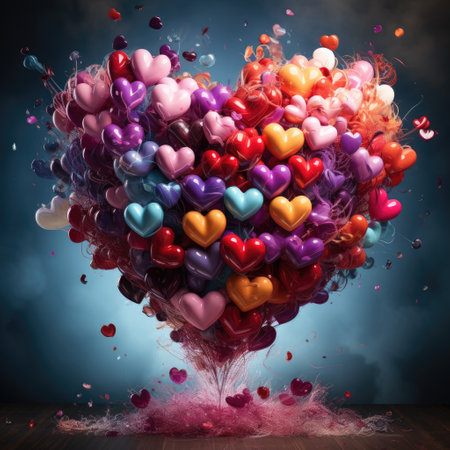3D Rendering of Colorful Heart Symbolizing the Power of Loveの素材